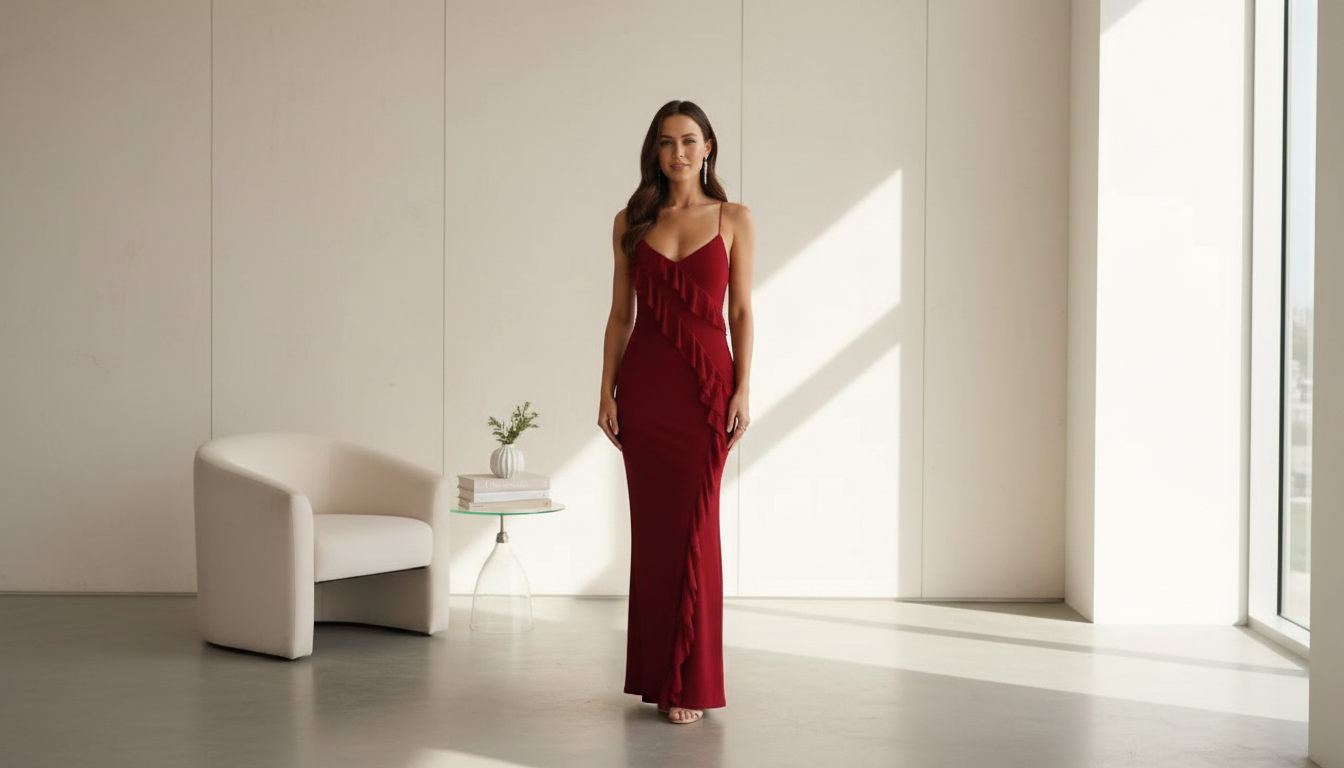 How to Style a Sleek Backless Spaghetti Strap Maxi